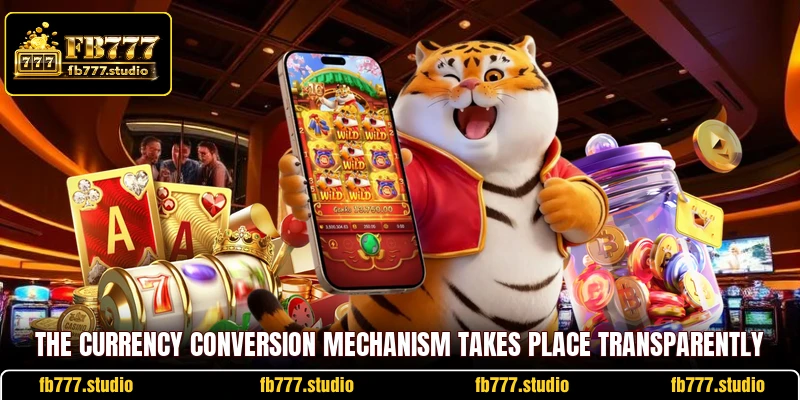 The currency conversion mechanism takes place transparently