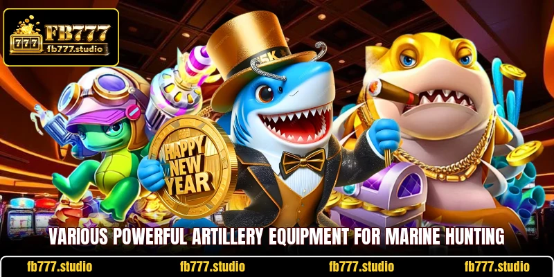 Various powerful artillery equipment for marine hunting